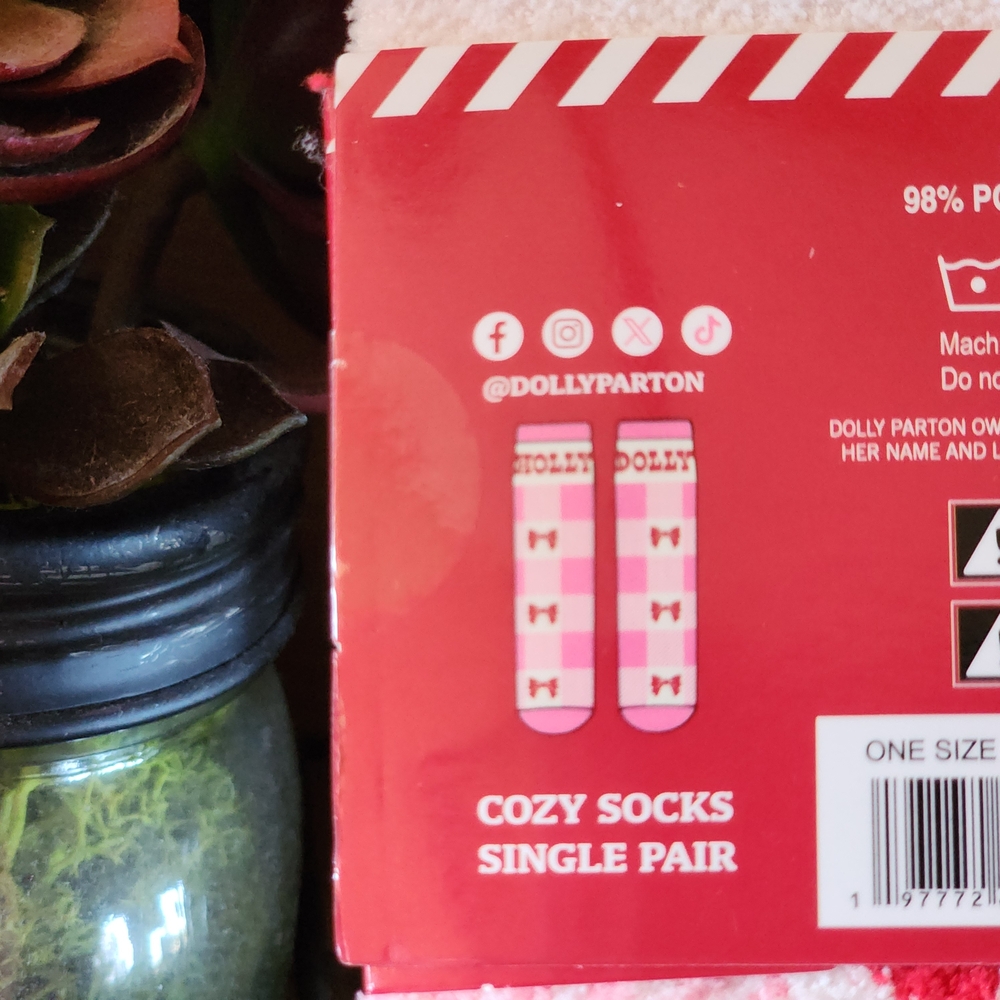 DOLLY PARTON Pink and Red Checkered Socks with Bows - Picture 6 of 8